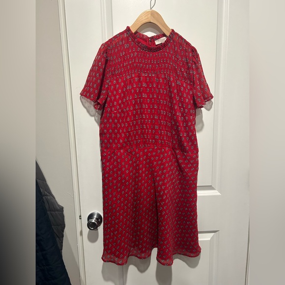 Loft Paisley Flare Mini Dress Sz 12 - Picture 2 of 5